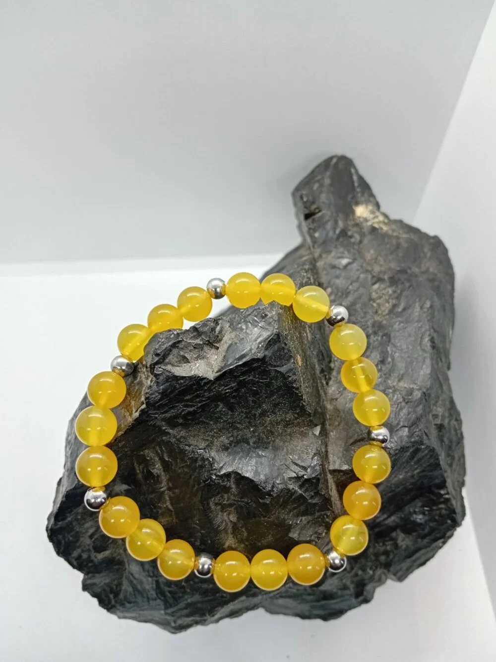 Yellow Agate Stretch Bracelet 304 Stainless Steel | Confidence Success Energy